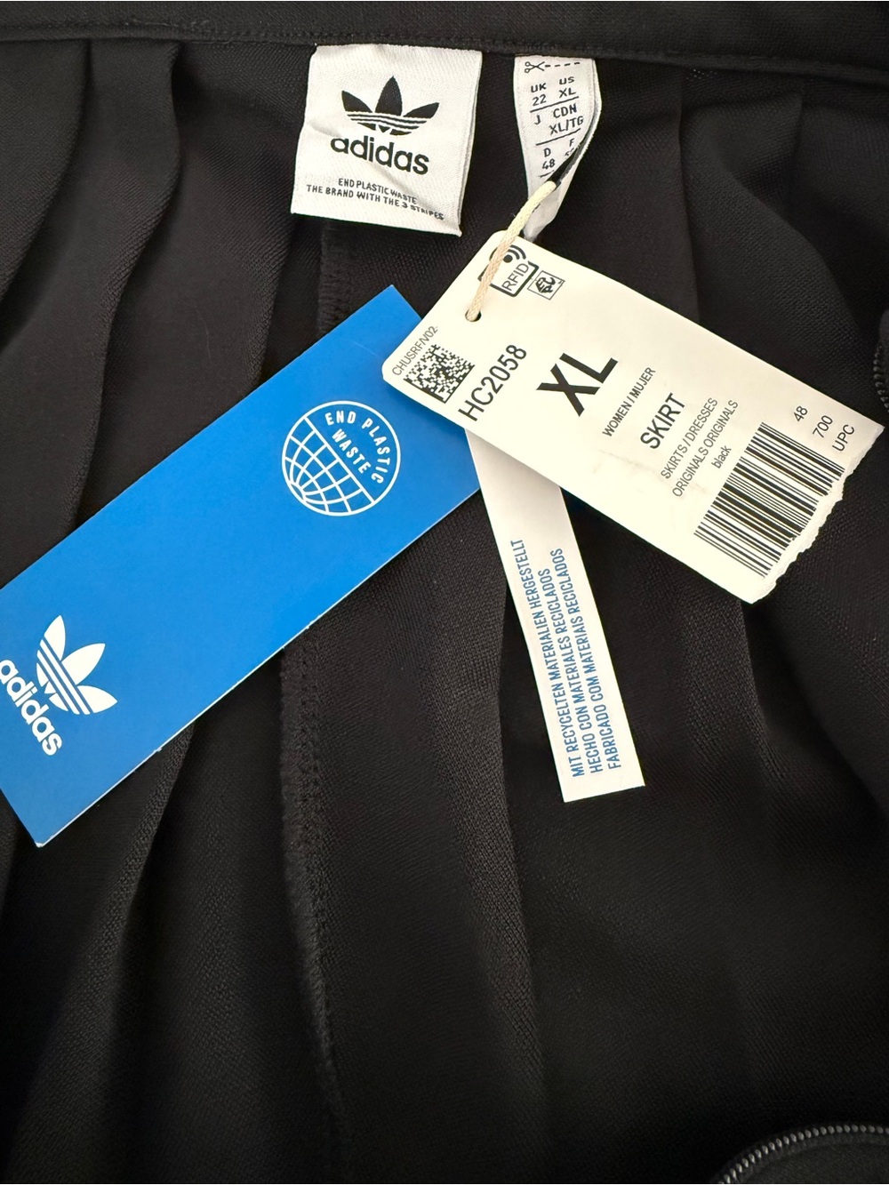 Adidas Originals Adicolor Black Pleated Tennis Skirt NWT Women's XL Summer - Picture 10 of 13